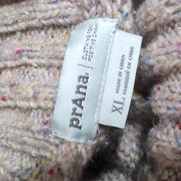 prAna Ibid Sweater Knit Wool Silk Blend Tunic Top Multicolor Speckled Tan XL - Picture 7 of 11